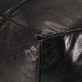 Pouffe Black 60x60x30 cm Genuine Goat Leather - Side View