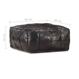 Pouffe Black 60x60x30 cm Genuine Goat Leather - Top-Down View
