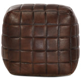 Pouffe Dark Brown 40x40x40 cm Genuine Goat Leather - Front View