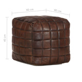 Pouffe Dark Brown 40x40x40 cm Genuine Goat Leather - Top-Down View