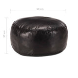 Pouffe Black 60x30 cm Genuine Goat Leather - Side View