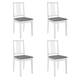 Dining Chairs with Cushions 4 pcs White Solid Wood