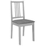 Dining Chairs with Cushions 4 pcs Grey Solid Wood - Front View