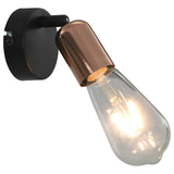 Spot Lights 2 pcs with Filament Bulbs 2 W Black and Copper E27 - Side View