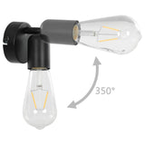 Spot Lights 2 pcs with Filament Bulbs 2 W Black E27 - Close-Up Angle