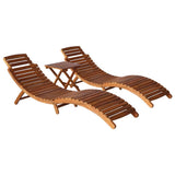 3 Piece Outdoor Lounge Set Solid Acacia Wood Brown