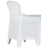 3 Piece Bistro Set Plastic White Rattan Look - Side View