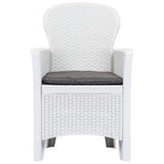 3 Piece Bistro Set Plastic White Rattan Look