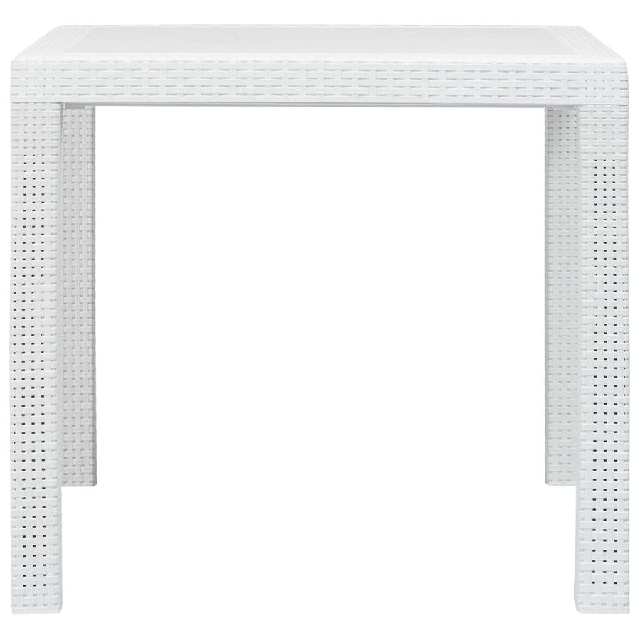 3 Piece Bistro Set Plastic White Rattan Look