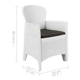 5 Piece Outdoor Dining Set Plastic White Rattan Look