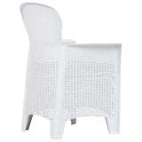 5 Piece Outdoor Dining Set Plastic White Rattan Look - Side View