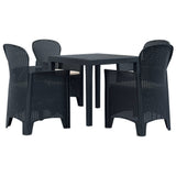 5 Piece Outdoor Dining Set Plastic Anthracite Rattan Look