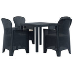 5 Piece Outdoor Dining Set Plastic Anthracite Rattan Look