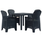5 Piece Outdoor Dining Set Plastic Anthracite Rattan Look