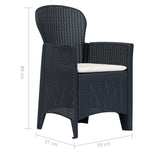 5 Piece Outdoor Dining Set Plastic Anthracite Rattan Look - Extra Image