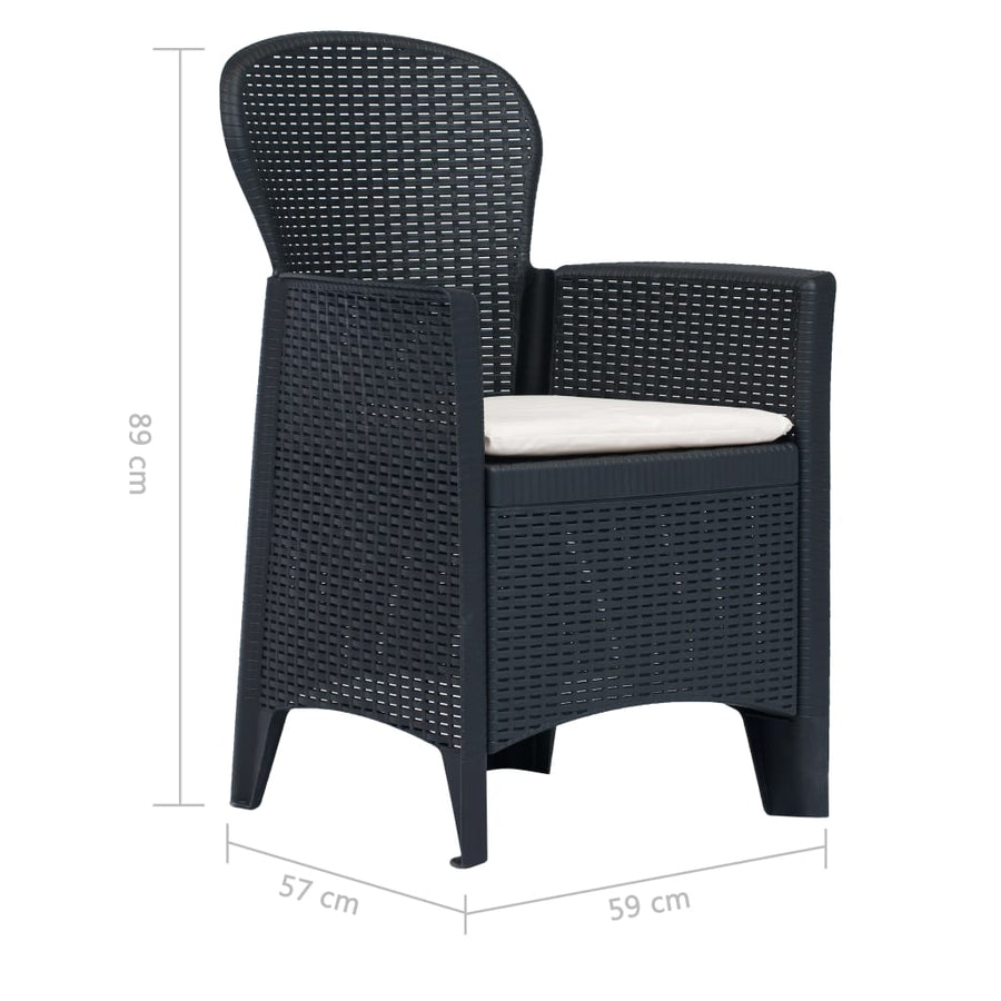 5 Piece Outdoor Dining Set Plastic Anthracite Rattan Look