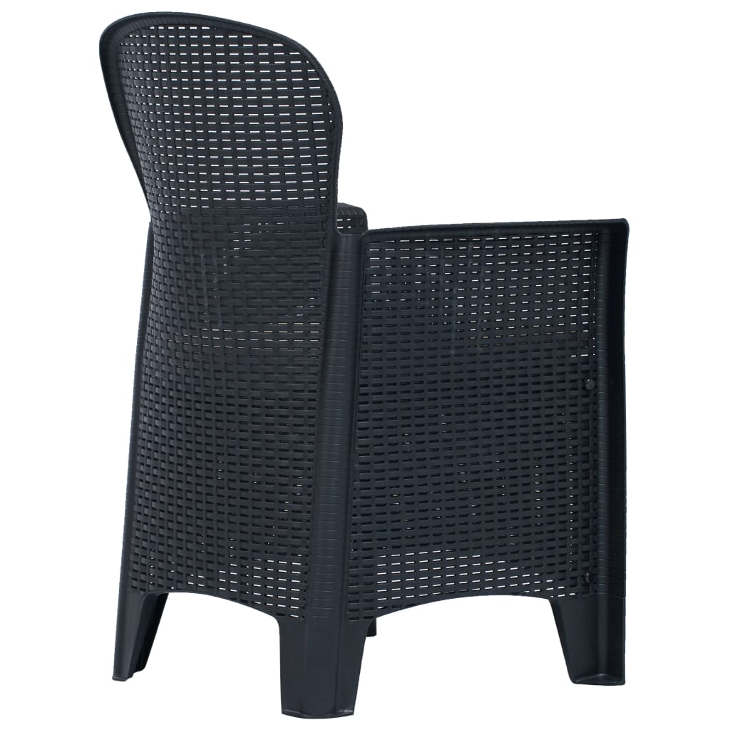 5 Piece Outdoor Dining Set Plastic Anthracite Rattan Look