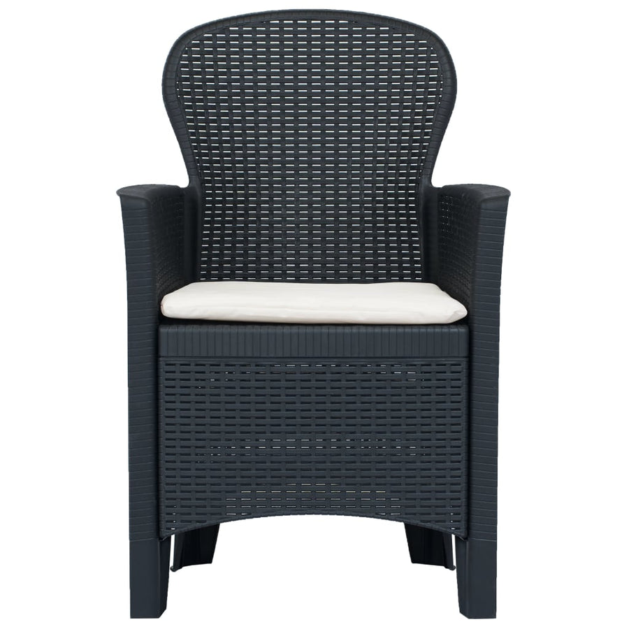 5 Piece Outdoor Dining Set Plastic Anthracite Rattan Look