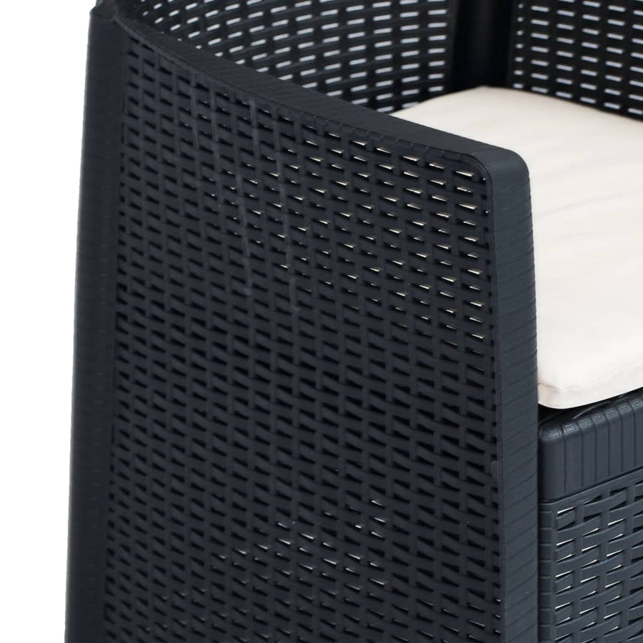 5 Piece Outdoor Dining Set Plastic Anthracite Rattan Look