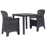 3 Piece Bistro Set Plastic Brown Rattan Look