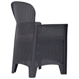 3 Piece Bistro Set Plastic Brown Rattan Look - Side View