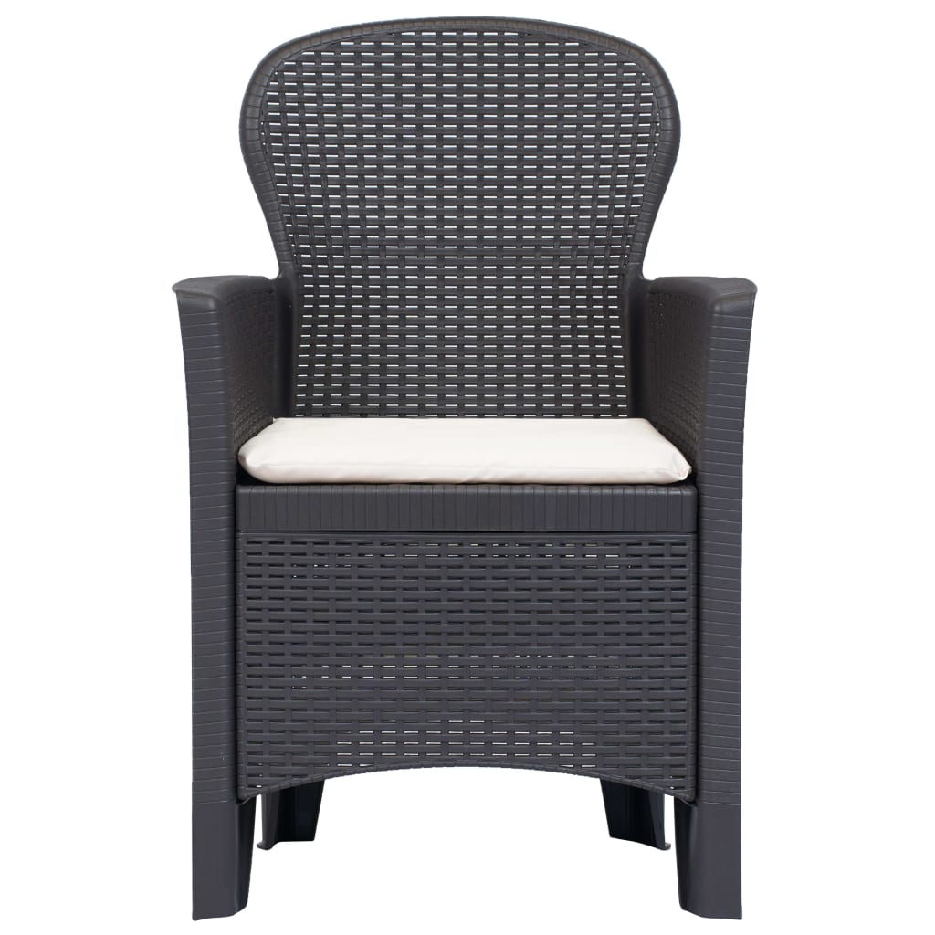 3 Piece Bistro Set Plastic Brown Rattan Look
