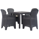 5 Piece Outdoor Dining Set Plastic Brown Rattan Look