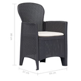 5 Piece Outdoor Dining Set Plastic Brown Rattan Look