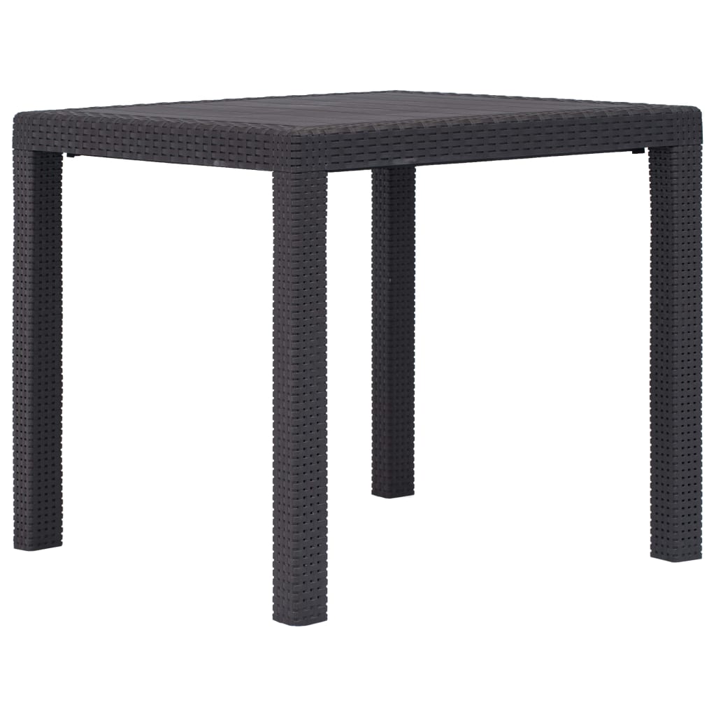 5 Piece Outdoor Dining Set Plastic Brown Rattan Look