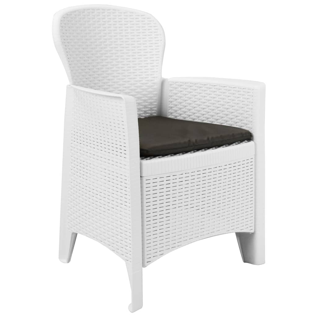 7 Piece Outdoor Dining Set Plastic White Rattan Look
