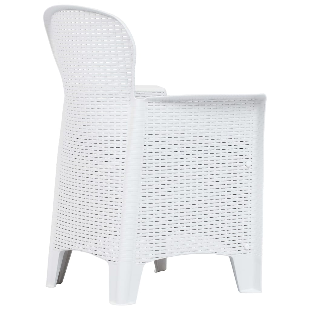 7 Piece Outdoor Dining Set Plastic White Rattan Look