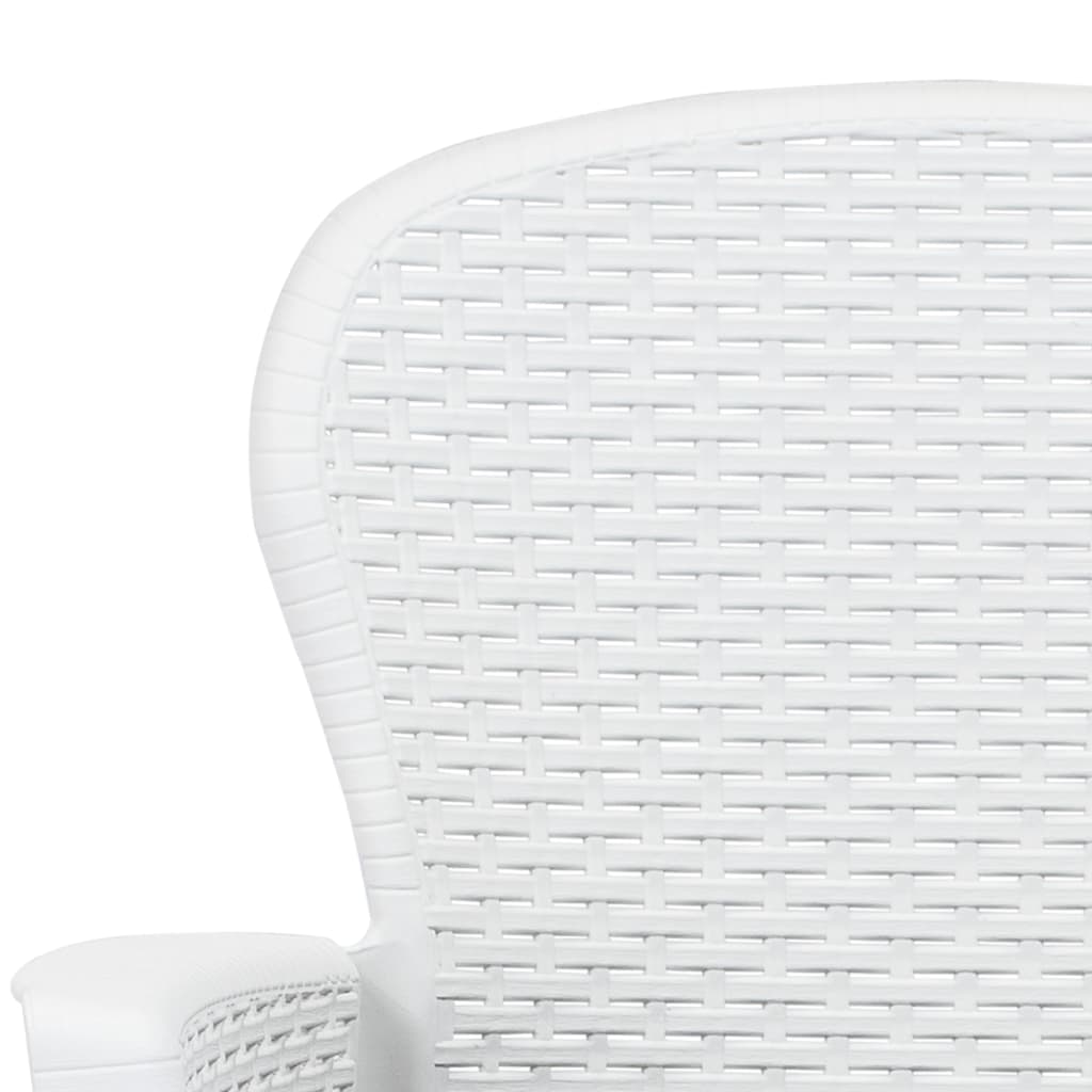 7 Piece Outdoor Dining Set Plastic White Rattan Look