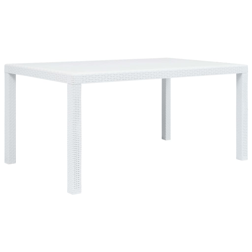 7 Piece Outdoor Dining Set Plastic White Rattan Look