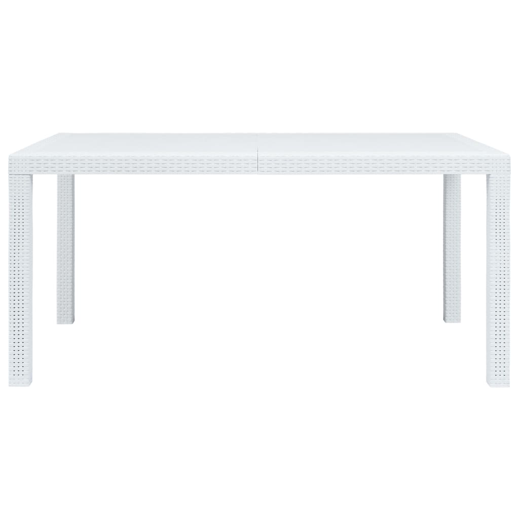 7 Piece Outdoor Dining Set Plastic White Rattan Look