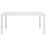 7 Piece Outdoor Dining Set Plastic White Rattan Look