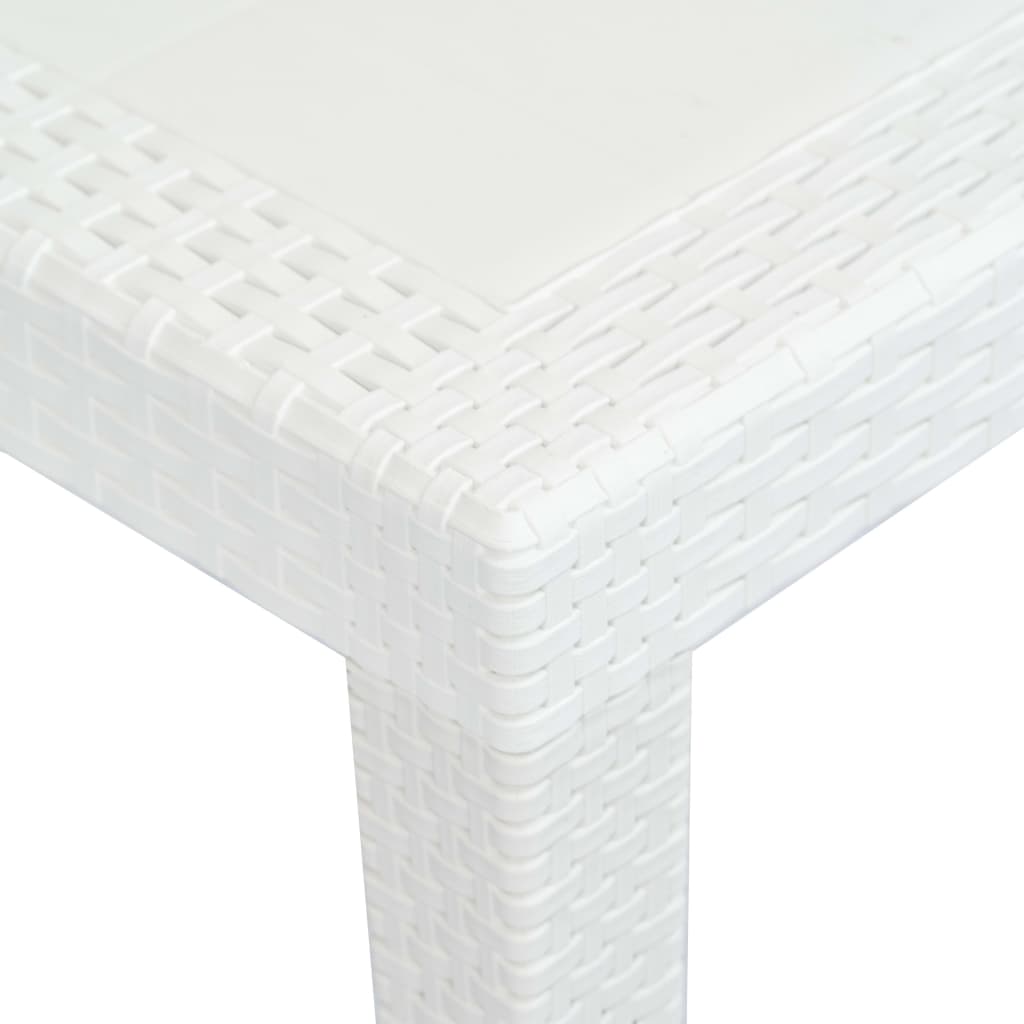 7 Piece Outdoor Dining Set Plastic White Rattan Look