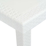 7 Piece Outdoor Dining Set Plastic White Rattan Look