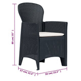 7 Piece Outdoor Dining Set Plastic Anthracite Rattan Look - Extra Image