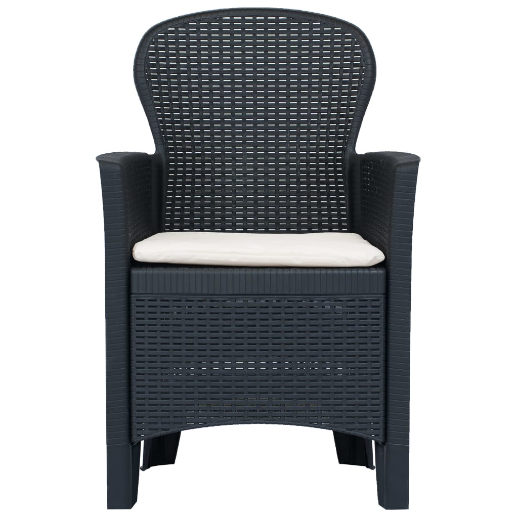7 Piece Outdoor Dining Set Plastic Anthracite Rattan Look