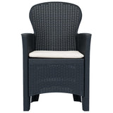 7 Piece Outdoor Dining Set Plastic Anthracite Rattan Look