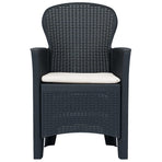 7 Piece Outdoor Dining Set Plastic Anthracite Rattan Look