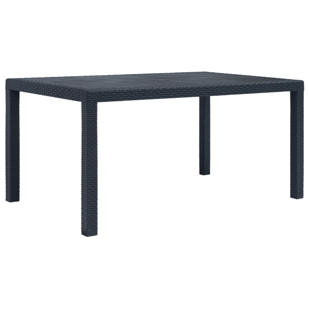 7 Piece Outdoor Dining Set Plastic Anthracite Rattan Look