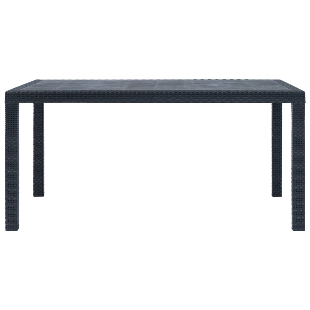 7 Piece Outdoor Dining Set Plastic Anthracite Rattan Look