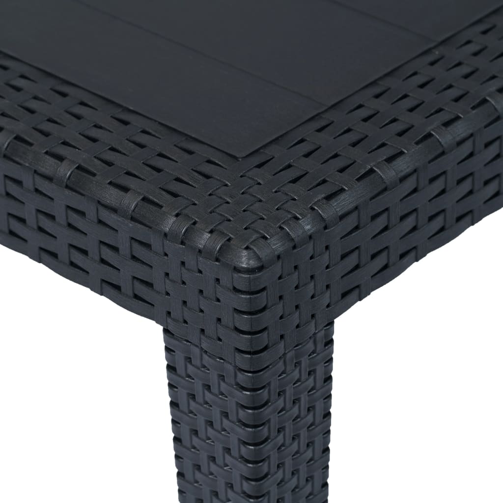 7 Piece Outdoor Dining Set Plastic Anthracite Rattan Look