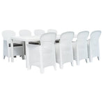 9 Piece Outdoor Dining Set Plastic White Rattan Look