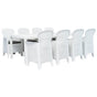 9 Piece Outdoor Dining Set Plastic White Rattan Look
