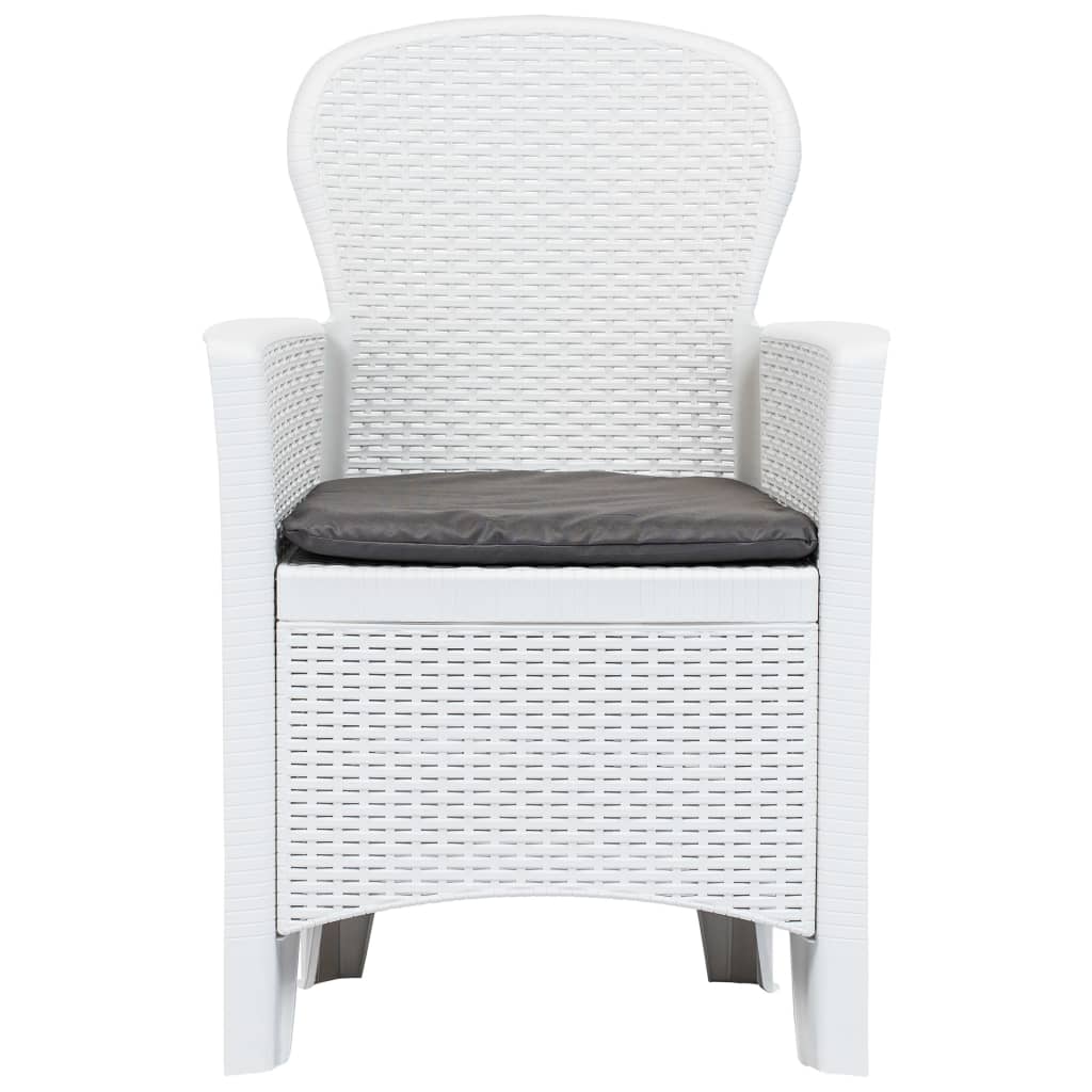 9 Piece Outdoor Dining Set Plastic White Rattan Look