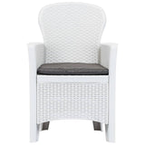 9 Piece Outdoor Dining Set Plastic White Rattan Look - Side View