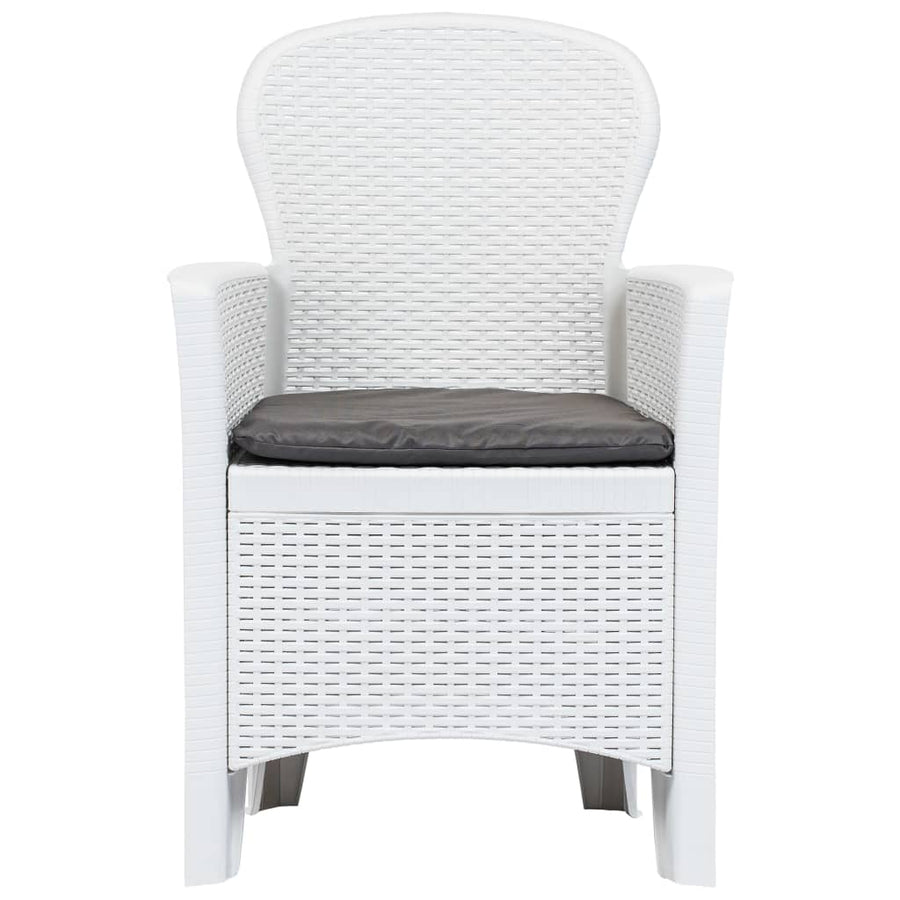 9 Piece Outdoor Dining Set Plastic White Rattan Look