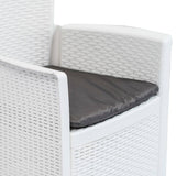 9 Piece Outdoor Dining Set Plastic White Rattan Look